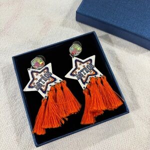 Astros Baseball Star Tassel Earrings